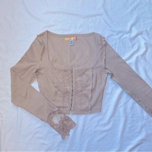Urban Outfitter UO Discontinued Lace Corset Top Longsleeve